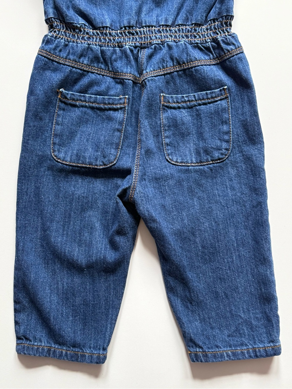 Zara Girls Blue Denim Snap-Up Long-Sleeve Jumpsuit - Size 18-24M - Picture 11 of 12